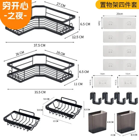 QYQRQF Adhesive Corner Shower Caddy No Drilling Stainless Steel Storage Rack with Hooks for Bathroom Rustproof Space Saving