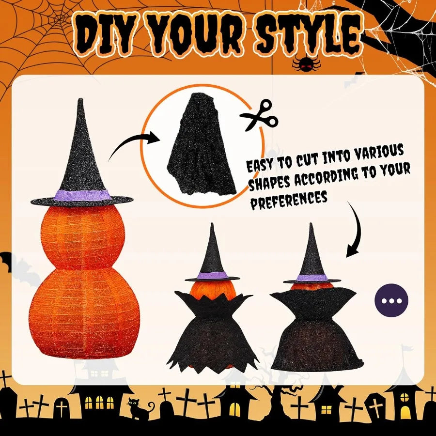 2PC Halloween Collapsible Pumpkin Decoration with 150 LED PopUp Pumpkin Lamp and Star Cap 3FT Plugin Halloween Lantern Featurin
