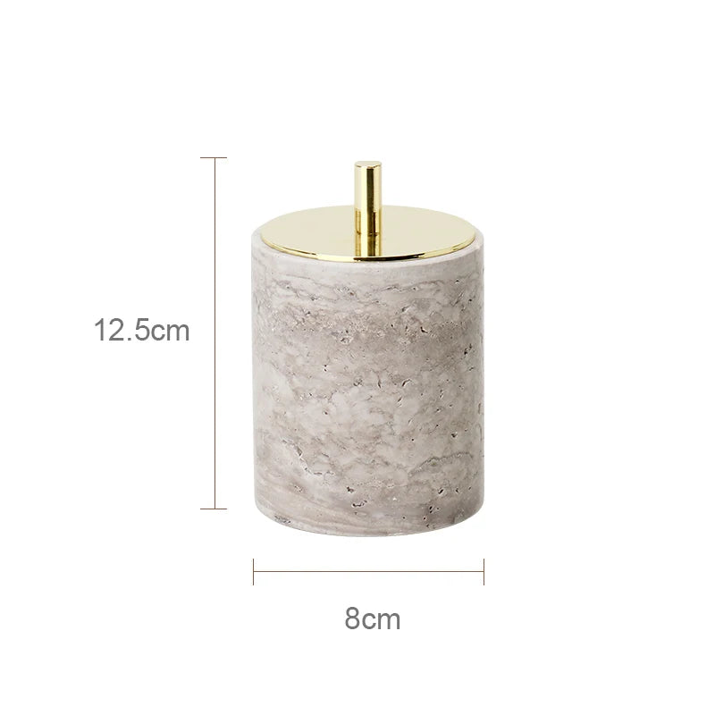 Travertino Grigio Bathroom Set Antique Natural Marble Soap Dispenser Reed Diffuser Soap Holder Tray Bathroom Accessories