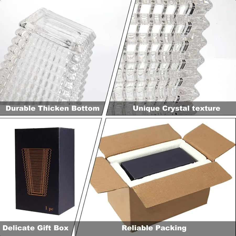 Crystal Vase Large Clear Glass Vase for Flowers Modern Flower Vases Luxury Home Table Flower Decor Glass Vases for Living Room