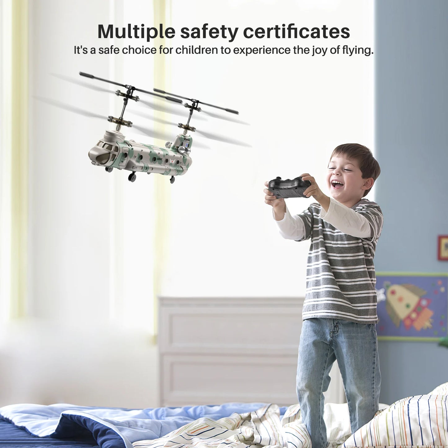 SYMA RC Helicopter Toy, Remote Control Helicopter Q21 Aircraft with Altitude Hold, One Key Take Off/Landing, CH-47 Chinook Toys