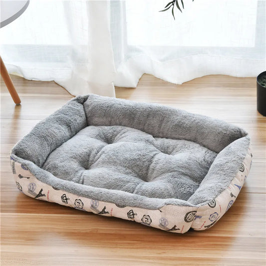 Warm pet kennel， dog cushion gray plush，breathable dog bed cat sleeping bag