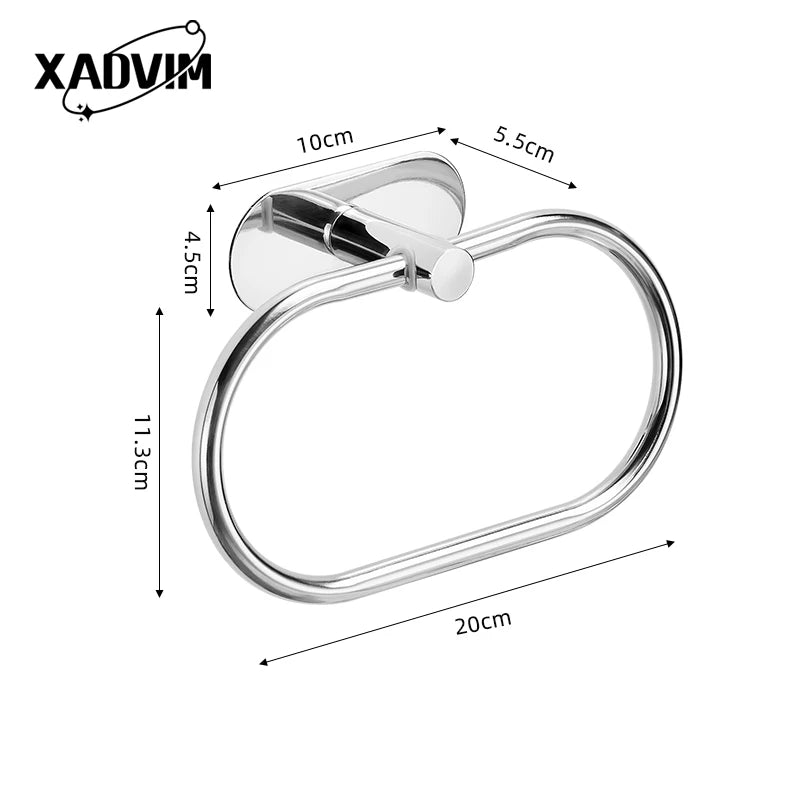 Silver Gold 304 Stainless Steel Towel Bar No Drilling Paper Holder Self-adhesive Towel Ring Robe Hook Bathroom Accessories Set
