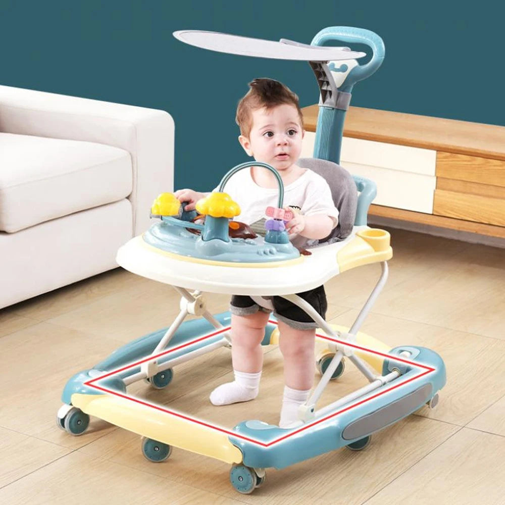 Baby Walkers For Kids With Universal Wheel Multifunction Anti-Roll Anti O-Leg Walker For Kids Baby Wallker Music Push Handle