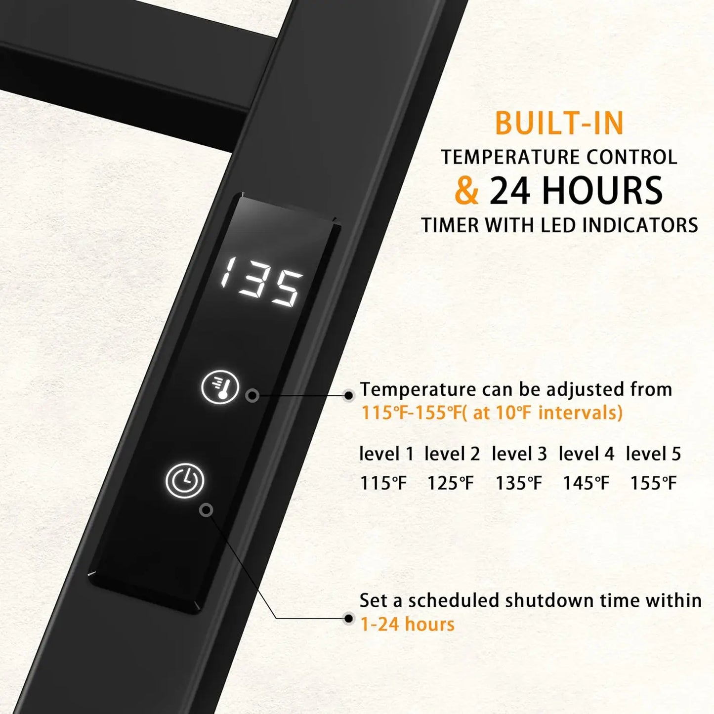 Heated Towel Rack, Electric Towel Warmer with Built-in 24hr Timer, Wall Mounted Towel Drying Rack, Plug-in/Hardwired,Hot Sale