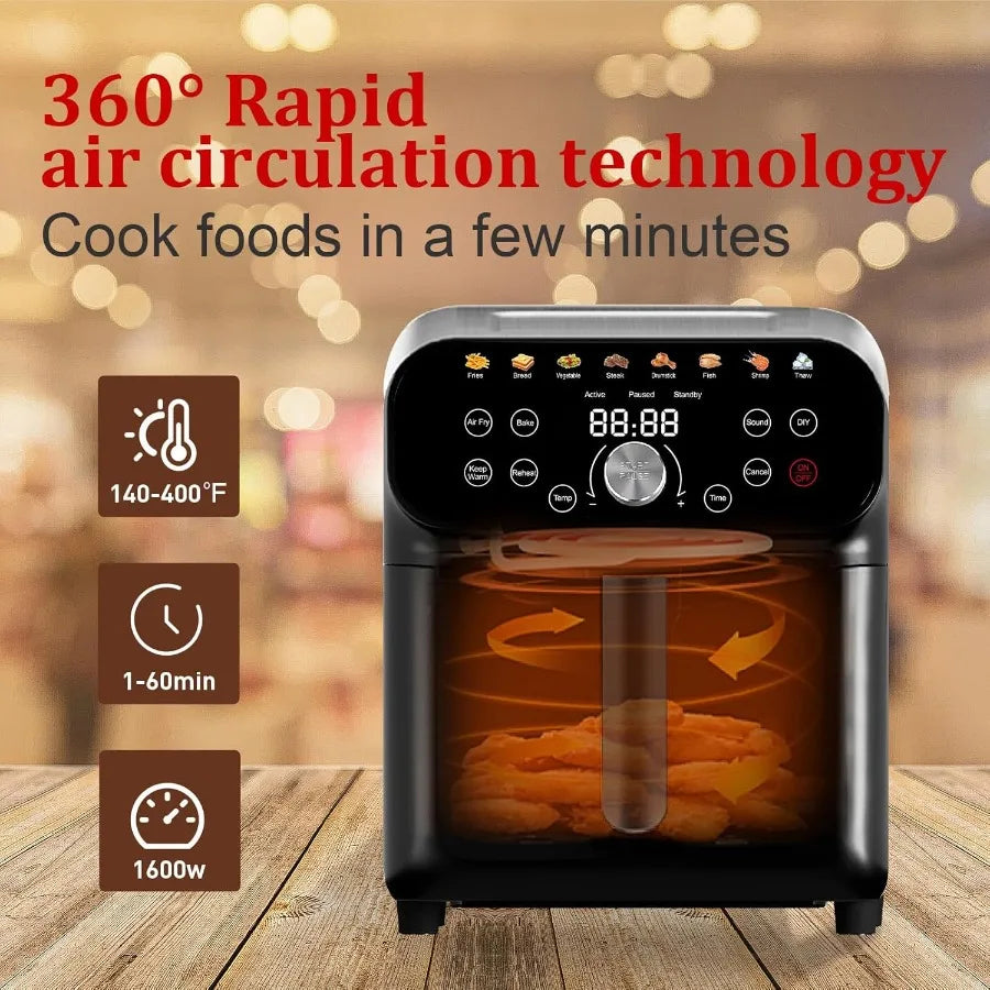 6.2QT Air Fryer Oven with LED Digital Touchscreen for Home Kitchen Use 12 Preset Cooking Functions Including Air Frying Baking