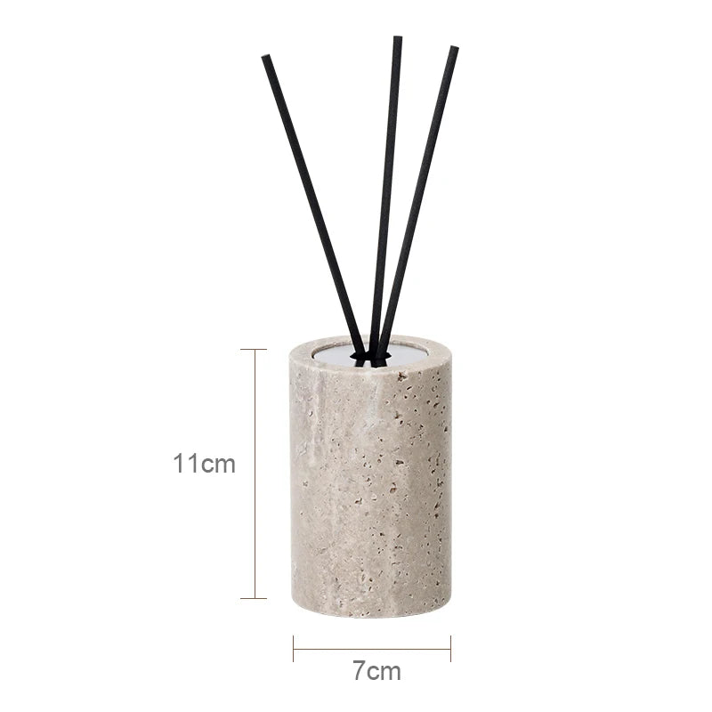 Travertino Grigio Bathroom Set Antique Natural Marble Soap Dispenser Reed Diffuser Soap Holder Tray Bathroom Accessories