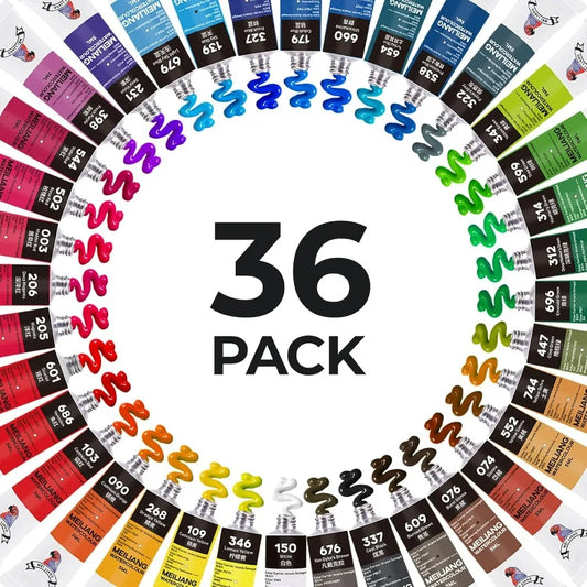 MeiLiang Watercolor Paint Set 36 Vibrant Colors 5ml 0.17oz Tube Nontoxic Water Color Paints for Artistic Painting Ideal for Adu