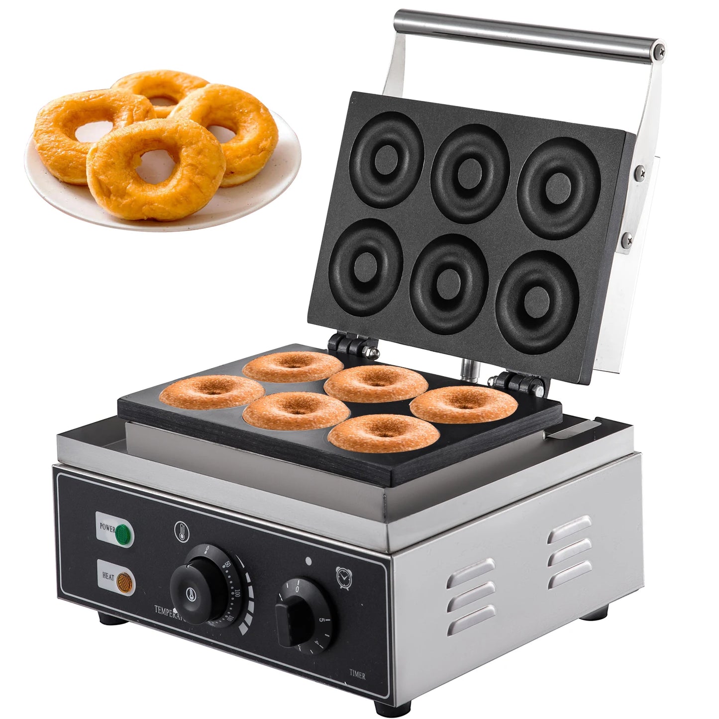SucceBuy 6 Hole Electric Sweet Donut Maker Stainless Steel Non Stick Commercial Donut Waffle Cookies Gaufriers Kitchen Appliance