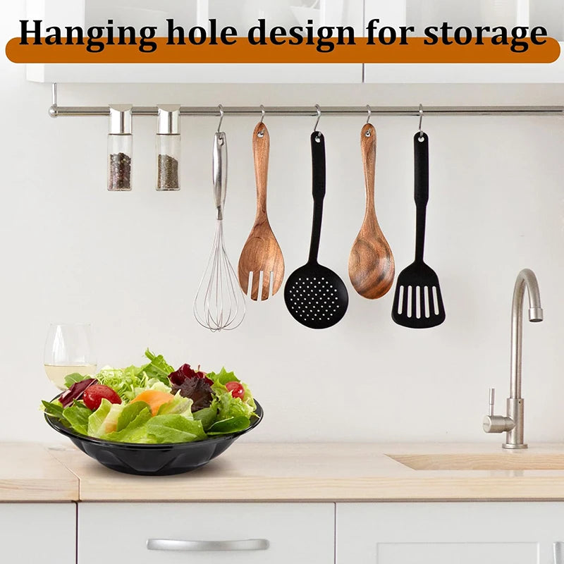 2Pcs Wooden Salad Servers Spoon Fork Set Salad Spoon and Fork Kit Long Handle Serving Salad Scoop Tableware Kitchen Utensil