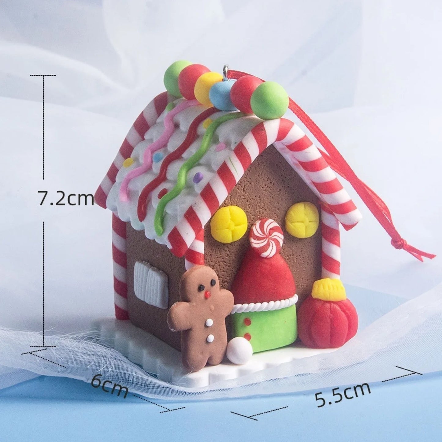 5pcs House Ornaments Holiday Christmas Tree Ornament Set Gingerbread Christmas Decor with Rope Gingerbread House Decor