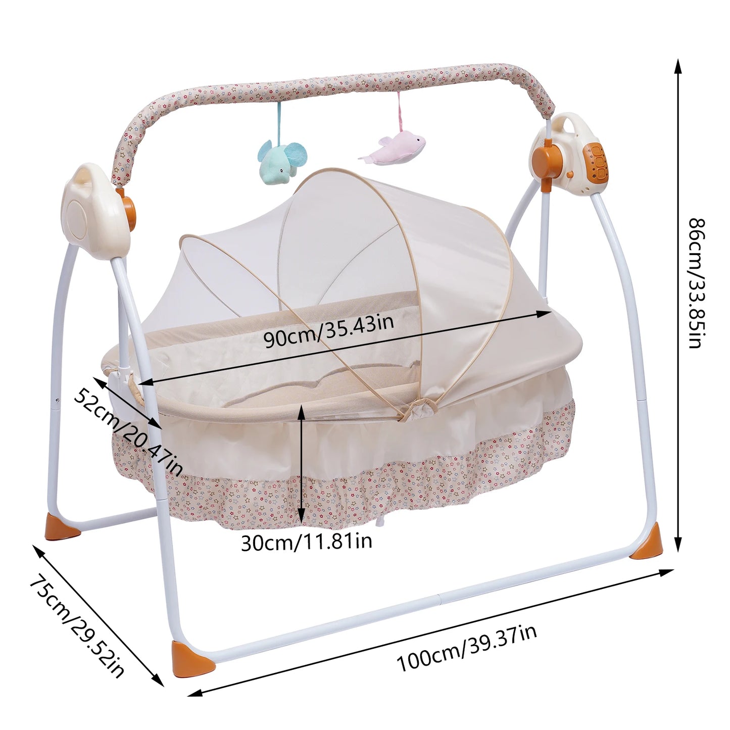 Baby Cradle Swing for Newborns Soothing Sleep Aid with Multiple Functions Remote Control Portable Indoor Outdoor Use Easy Fold