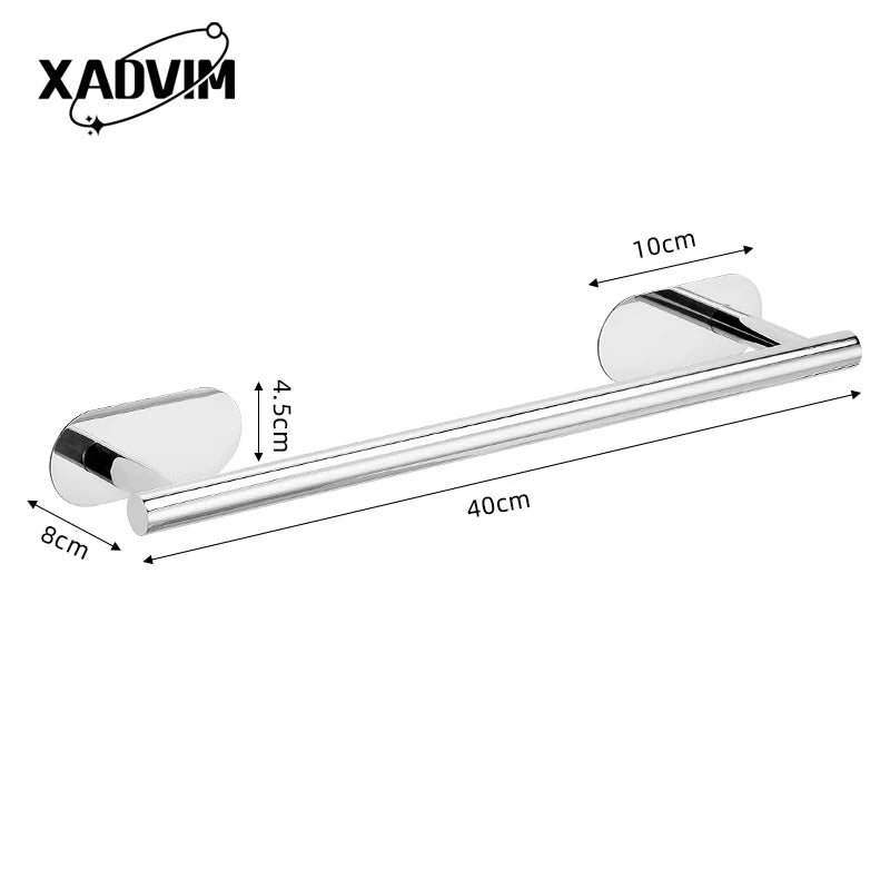 Silver Gold 304 Stainless Steel Towel Bar No Drilling Paper Holder Self-adhesive Towel Ring Robe Hook Bathroom Accessories Set