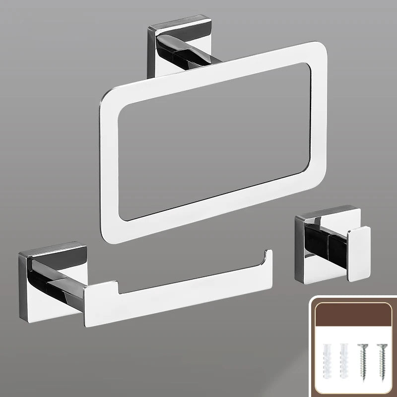 Matte Black Bathroom Accessories Set Wall Mount Towel Bar Towel Ring Roll Paper Holder Robe Hook Stainless Steel Hardware Set