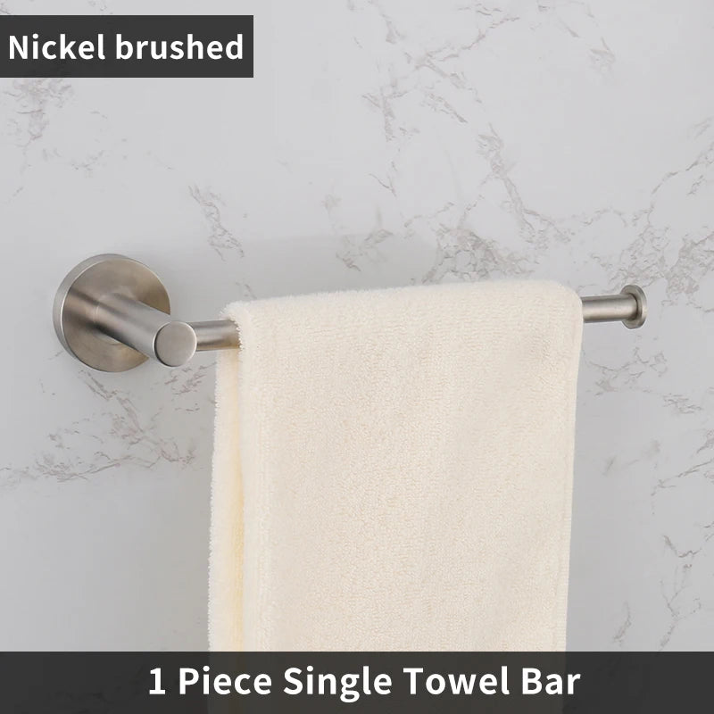 Brushed Nickel Bathroom Accessories Towel Bar Hooks Towel Rack Shelving Roll Paper Holder Toilet Brush Soap Dish Glass Shelf