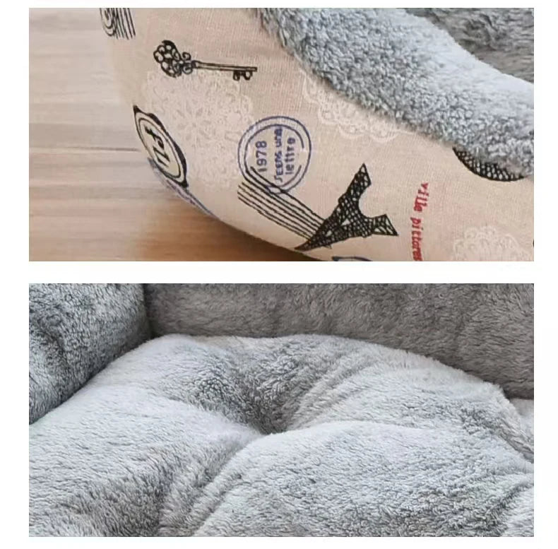 Warm pet kennel， dog cushion gray plush，breathable dog bed cat sleeping bag