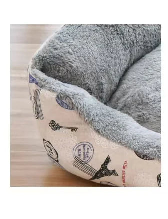 Warm pet kennel， dog cushion gray plush，breathable dog bed cat sleeping bag