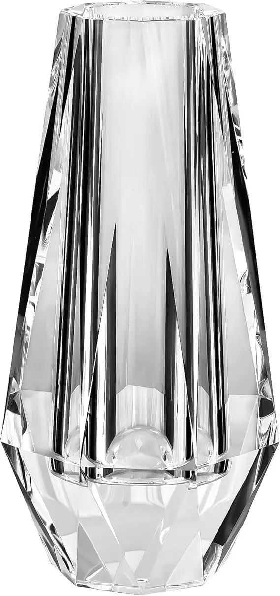 Flower Crystal Vase, 8.27 inches Modern Crystal Vase, Lead-Free Flower Vase, European Crafted for Table, Home Decoration