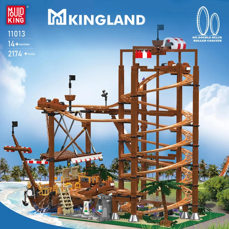 Mould King 11013 Roller Coaster Toys The Motorized Double Helix Roller Coaster Building Block Brick Set Kids Christmas Gift