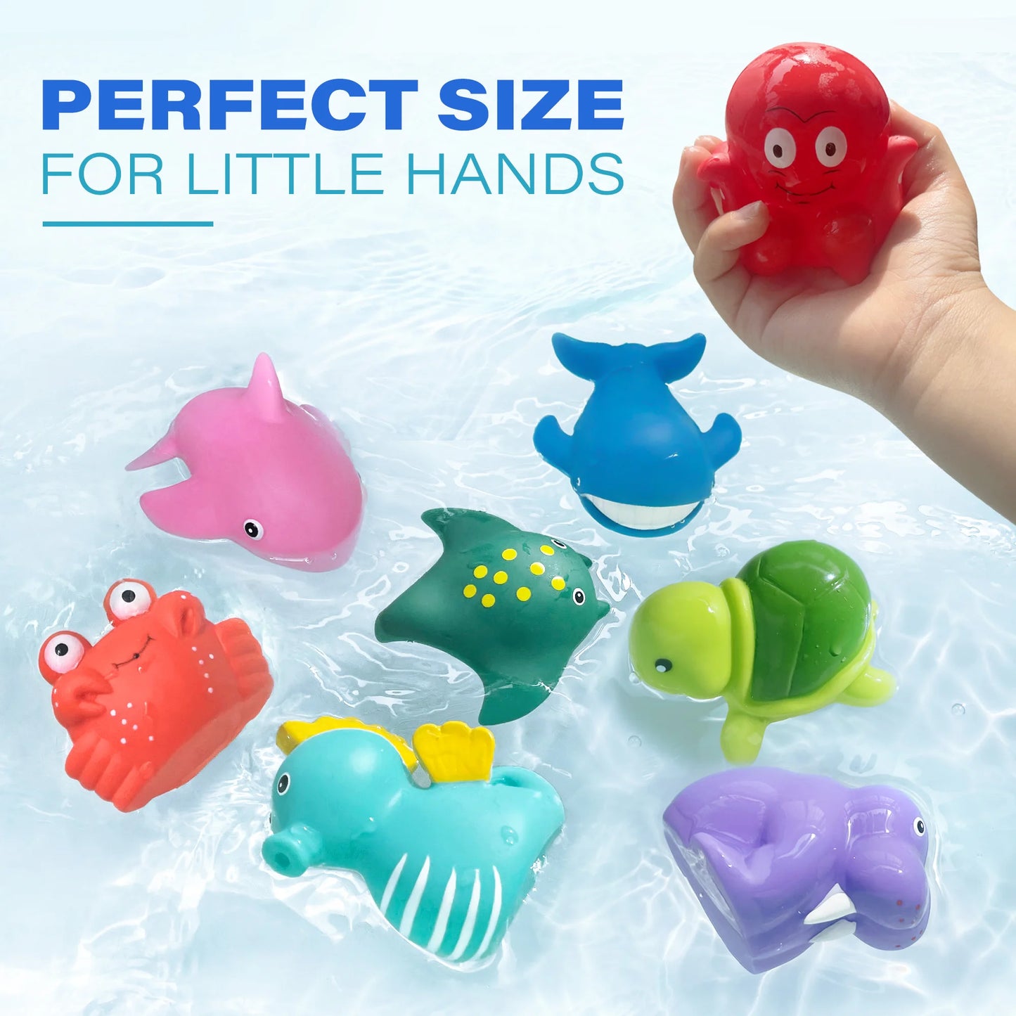 LotFancy Bath Toy, 8PCS Mold Free Bath Toys for Kids Ages,No Holes Baby Bath Toys for Toddlers, Ocean Sea Animal Bathtub Toys