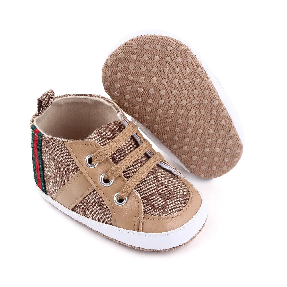 Newborn Baby Shoes Casual High Top Fashion Design Non-slip Sneakers  Boys Soft Sole Non-Slip Toddler Outdoor Shoes First Walkers