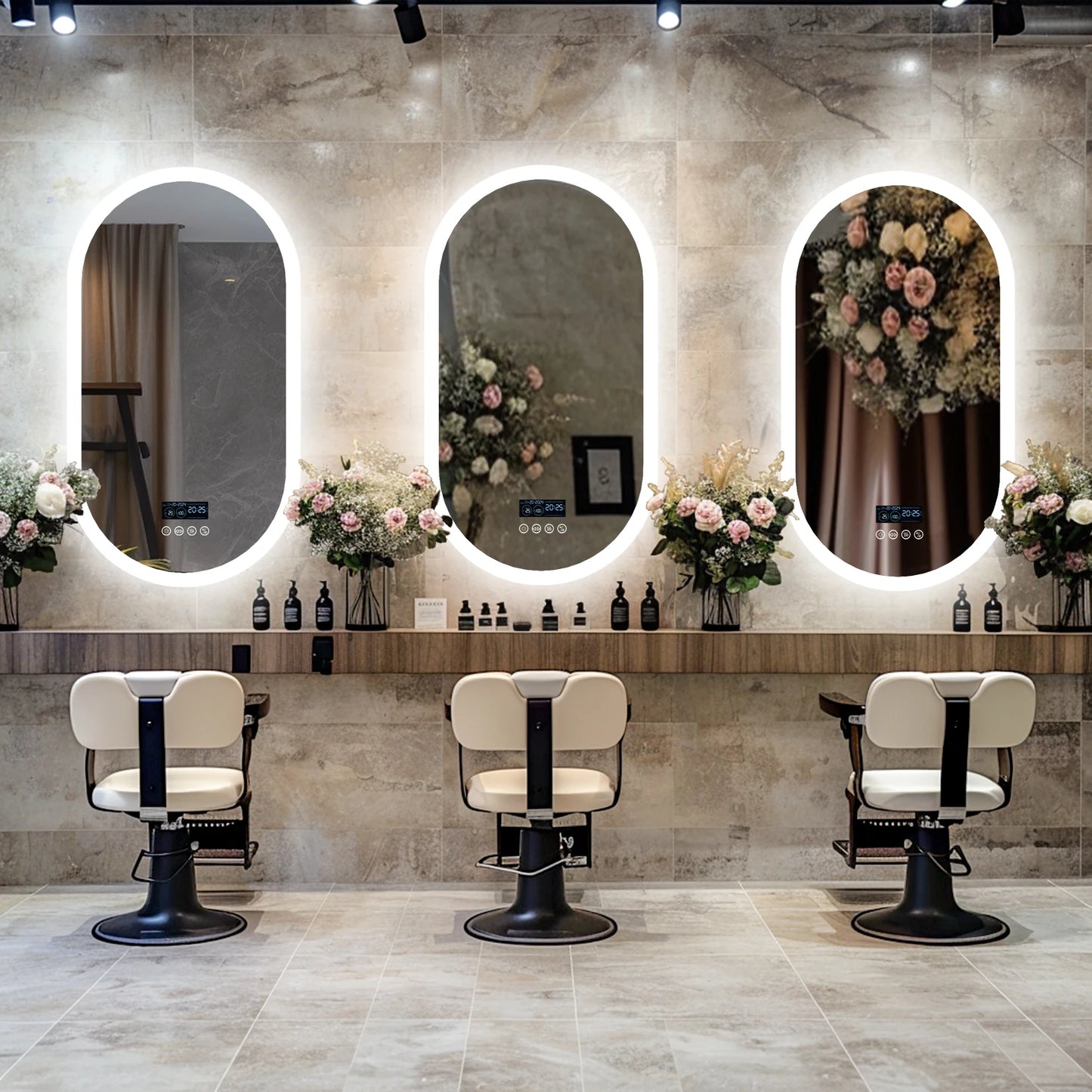 LUVODI Lighted Bluetooth Bathroom Mirror Led Backlit Illuminate Vanity Mirror with Time Date Display Anti-fog