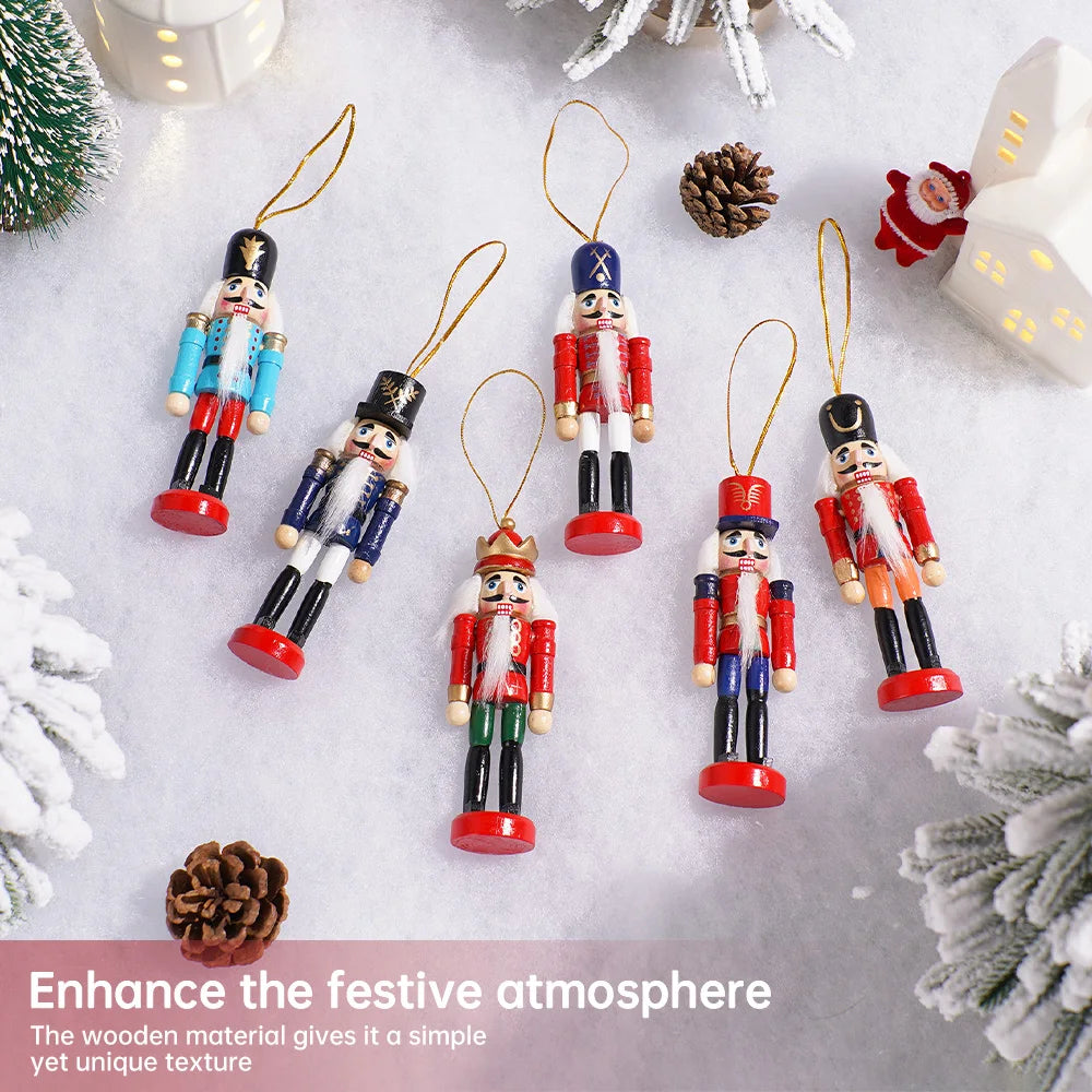 12cm Nutcracker Doll Walnut Soldier Puppet Set Suitable for Christmas Desktop Decoration Cartoon Walnuts Soldiers Band Dolls