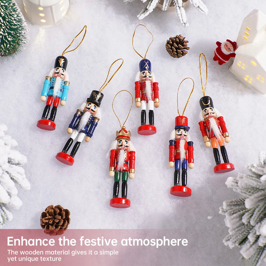 12cm Nutcracker Doll Walnut Soldier Puppet Set Suitable for Christmas Desktop Decoration Cartoon Walnuts Soldiers Band Dolls