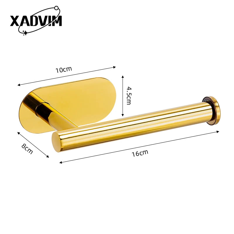 Silver Gold 304 Stainless Steel Towel Bar No Drilling Paper Holder Self-adhesive Towel Ring Robe Hook Bathroom Accessories Set