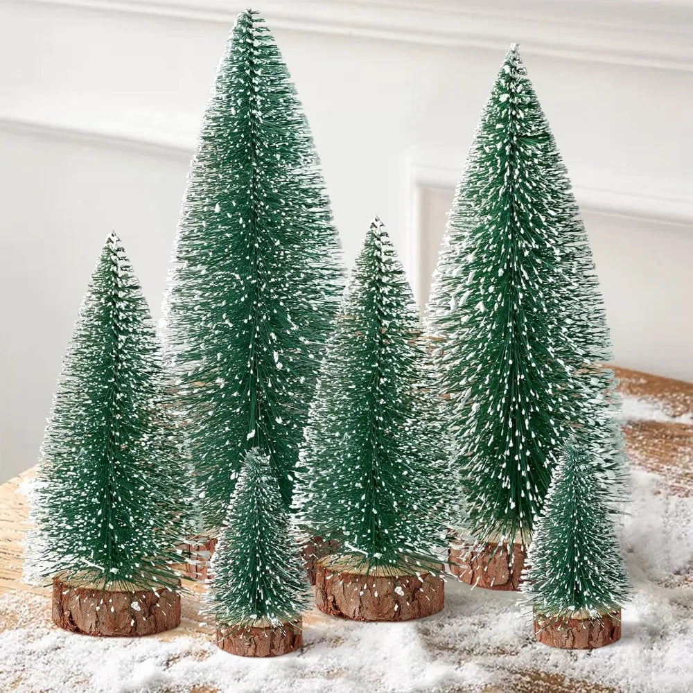 Mini Christmas Trees Christmas Decor Artificial Christmas Decorations with 4 Sizes, Christmas Tree Bottle Brush Trees Christmas