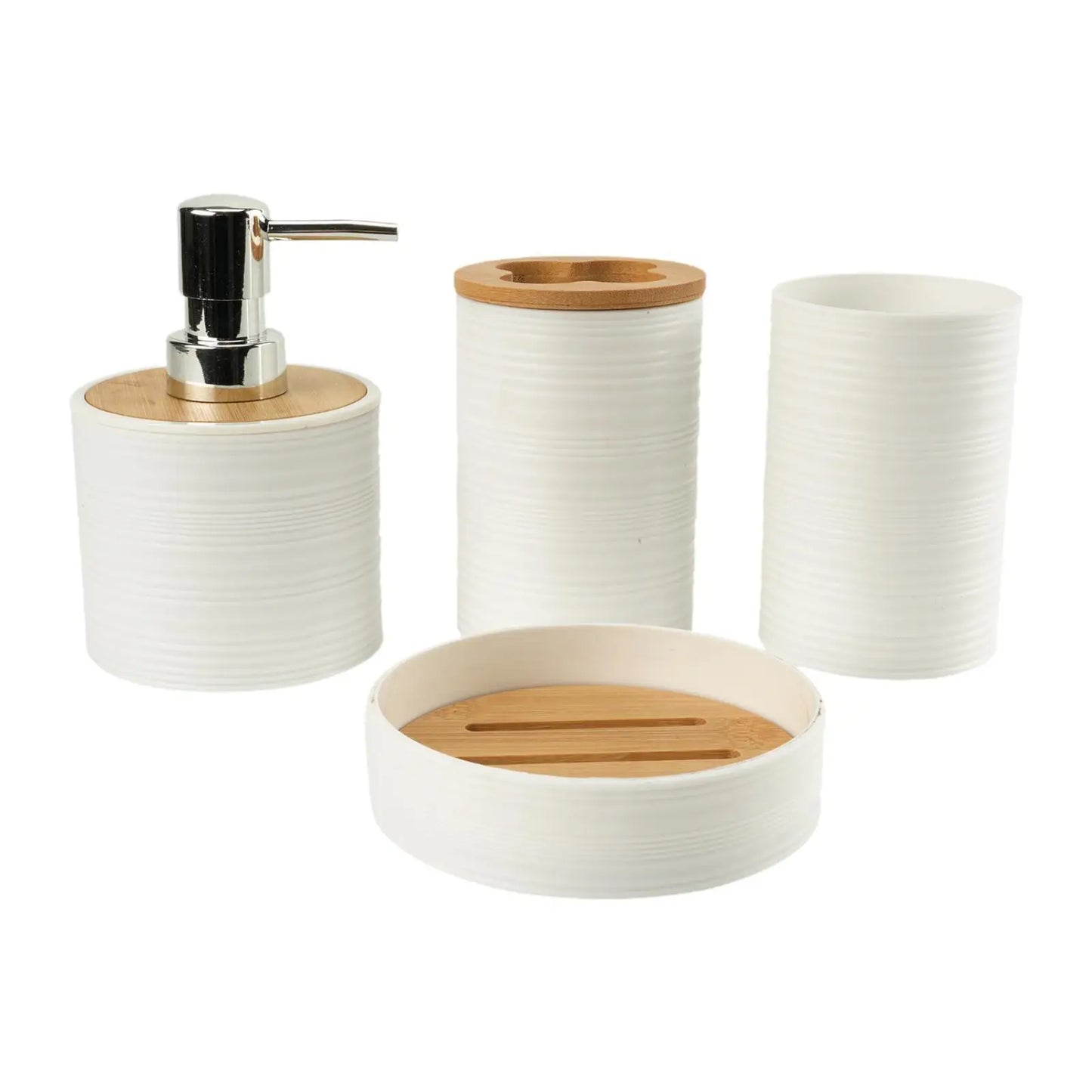 4pcs Bamboo Bathroom Supplies For Bathroom Washing Bathroom Storage Rack Toothbrush Holder Set Mouthwash Cup Vanity Bathroom