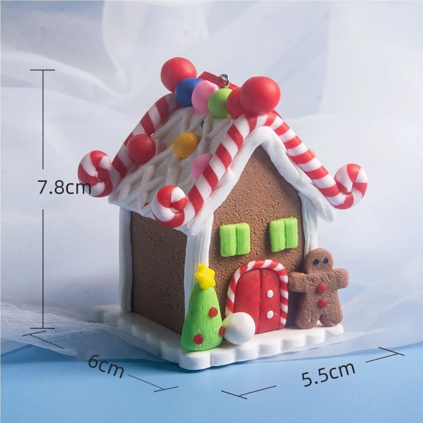 5pcs House Ornaments Holiday Christmas Tree Ornament Set Gingerbread Christmas Decor with Rope Gingerbread House Decor