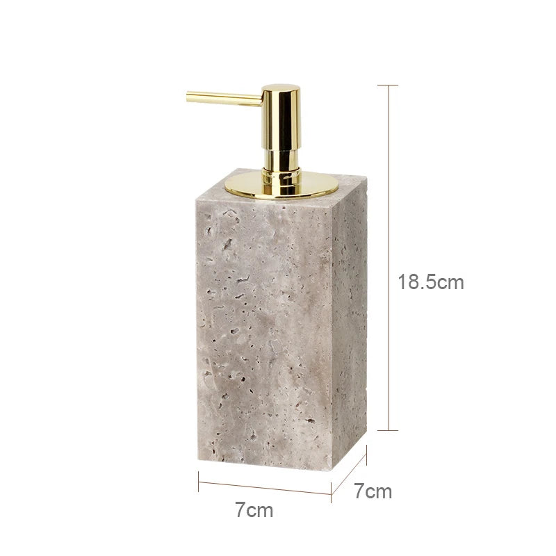 Travertino Grigio Bathroom Set Antique Natural Marble Soap Dispenser Reed Diffuser Soap Holder Tray Bathroom Accessories