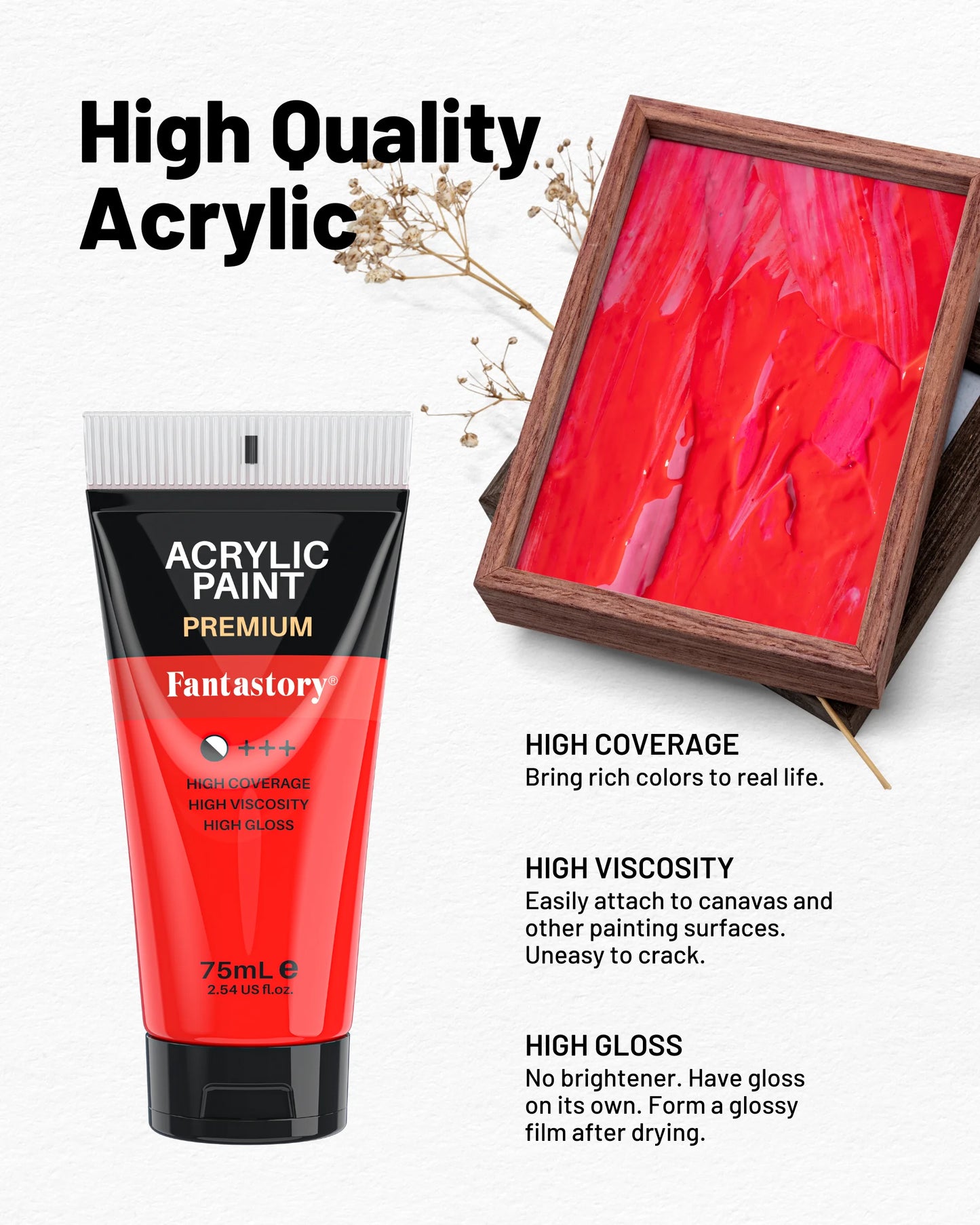 Acrylic Paints 20 oz, 8 Pack(6 Red & 2 White) Acrylic Paint Tubes, Premium Thick Craft Paints for Painting, Professional Artists