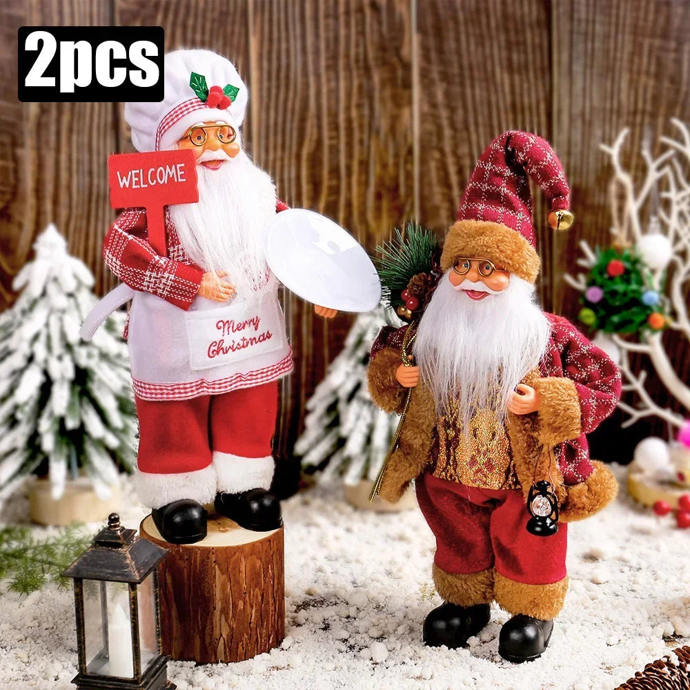 1~4PCS 2025 Christmas Decoration for Home Santa Claus Plush Doll 30cm Navidad Party Decor Xmas Ornaments New Year Gift
