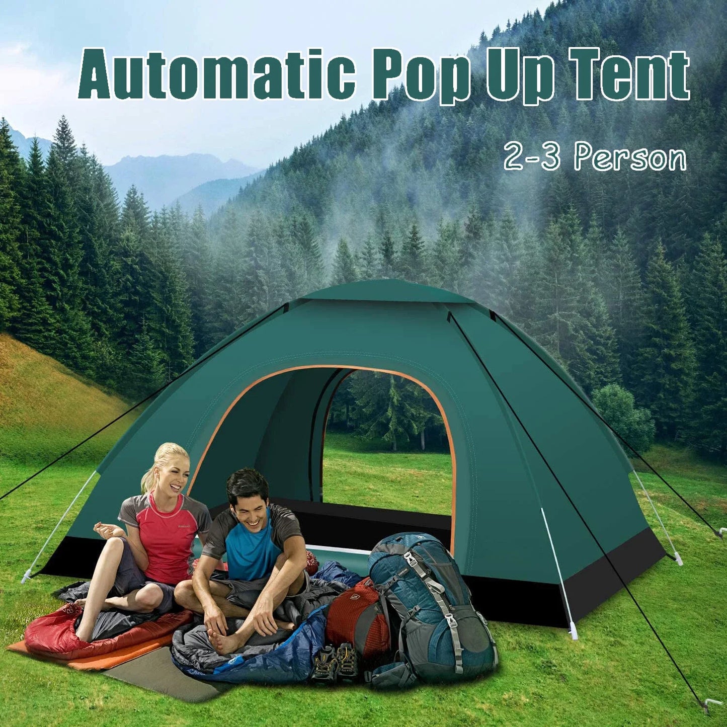 Automatic Pop Up Outdoor Camping Hiking Waterproof Sun Proof Tent Portable Backpacking Folding Tents Travelling Tools 2-3 Person