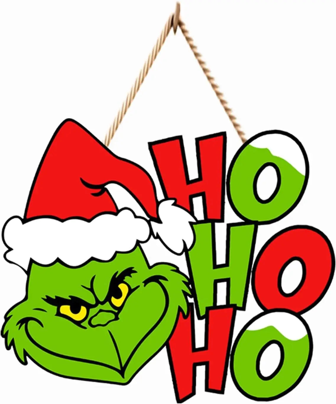 Christmas Wood Sign Hanging for Front Door Decor - Xmas Holiday Wooden Hanger,  Outdoor Wall Wreath Decor for Family Kids Party