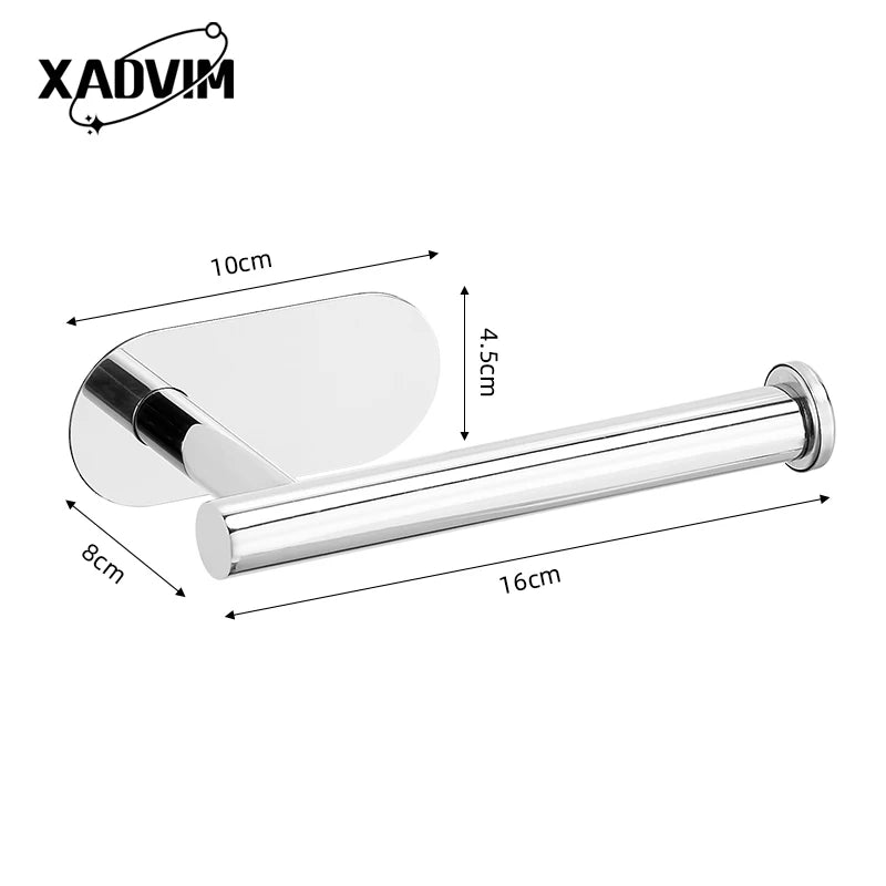 Silver Gold 304 Stainless Steel Towel Bar No Drilling Paper Holder Self-adhesive Towel Ring Robe Hook Bathroom Accessories Set
