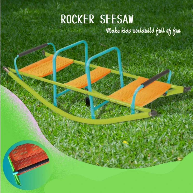 High Quality Kids Seesaw Plastic Seat Playground Equipment Plastic Rocker Outdoor Children Blue and Green Steel Tube