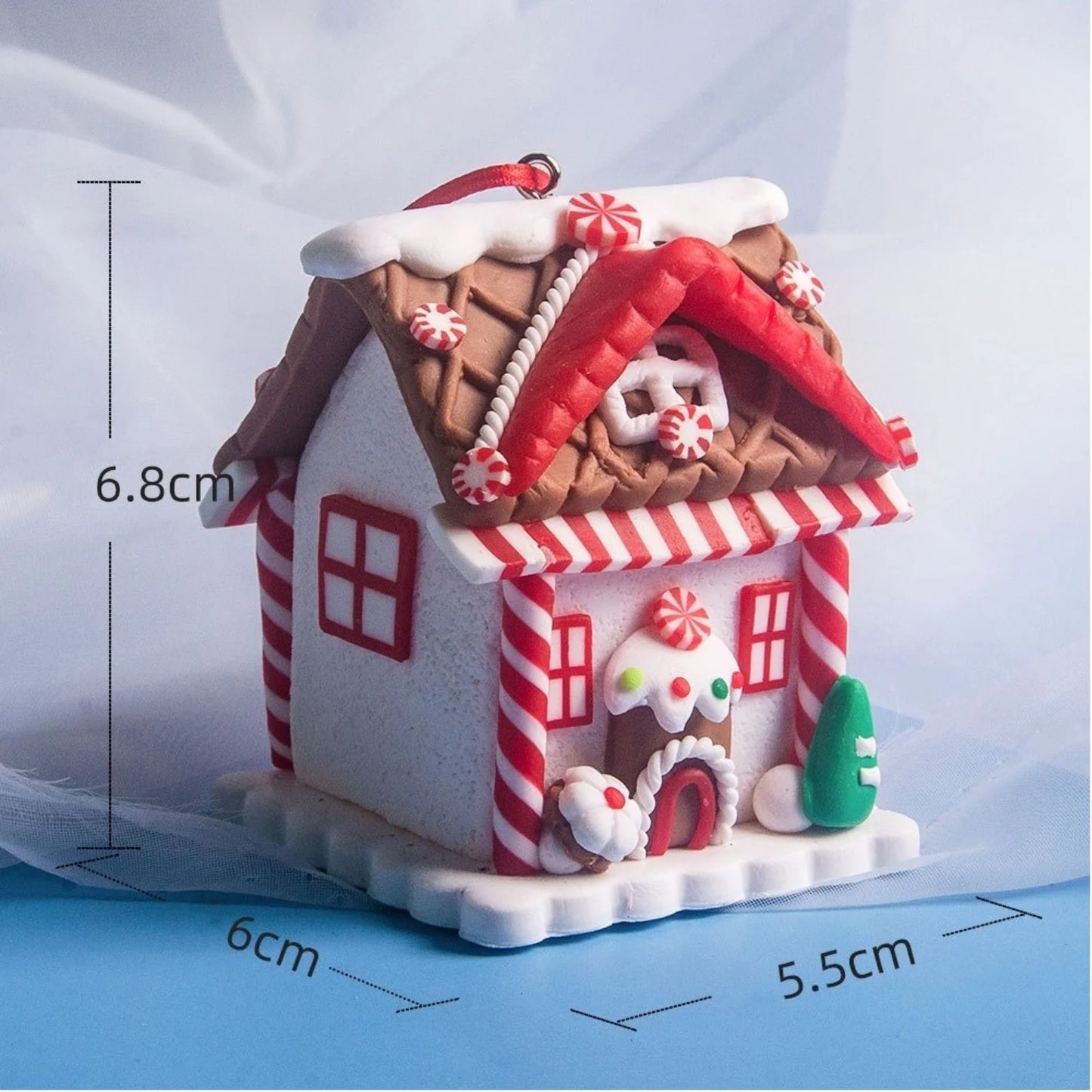 5pcs House Ornaments Holiday Christmas Tree Ornament Set Gingerbread Christmas Decor with Rope Gingerbread House Decor