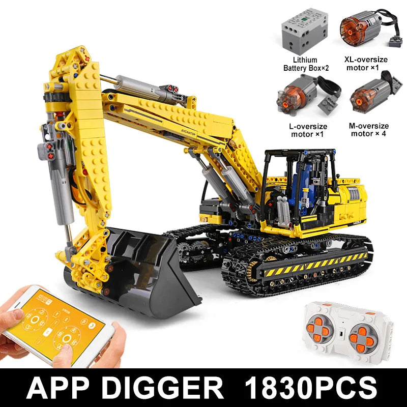 Mould King 13112 Technical Car Toys The Motorized MOC-2513 Excavator Building Block Assembly Excavator Brick Kids Christmas Gift