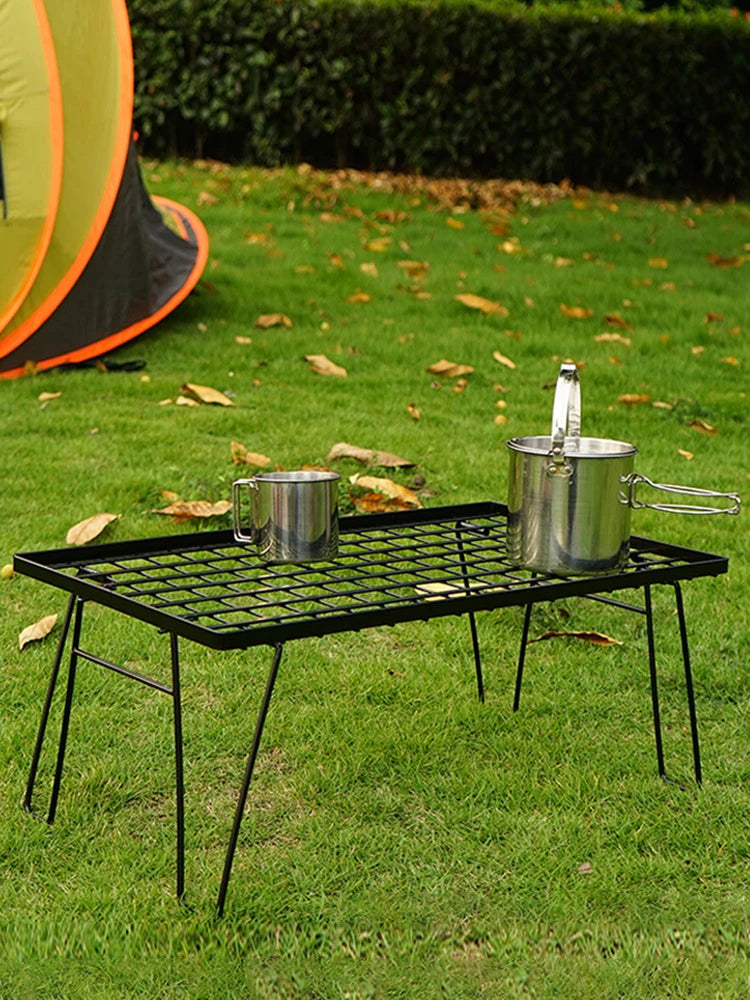 Camping Lightweight Table with Table Board & Bag Portable Cooking Net Table Camping Cooking Rack for Backyards BBQ Party