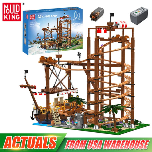 Mould King 11013 Roller Coaster Toys The Motorized Double Helix Roller Coaster Building Block Brick Set Kids Christmas Gift
