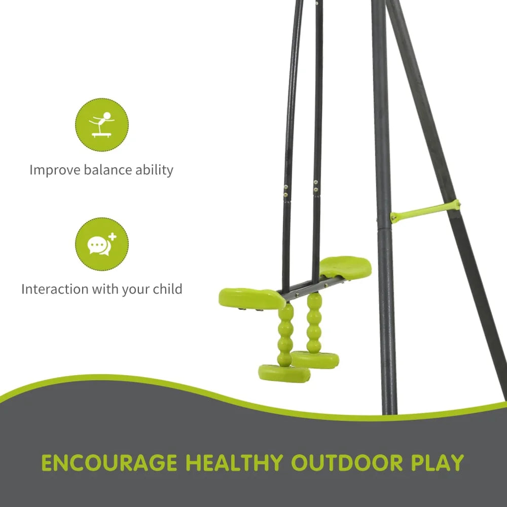interesting triple children metal safe swing set 440lbs for outdoor playground three seat swing black and green for age 3+