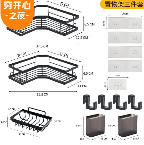 QYQRQF Adhesive Corner Shower Caddy No Drilling Stainless Steel Storage Rack with Hooks for Bathroom Rustproof Space Saving