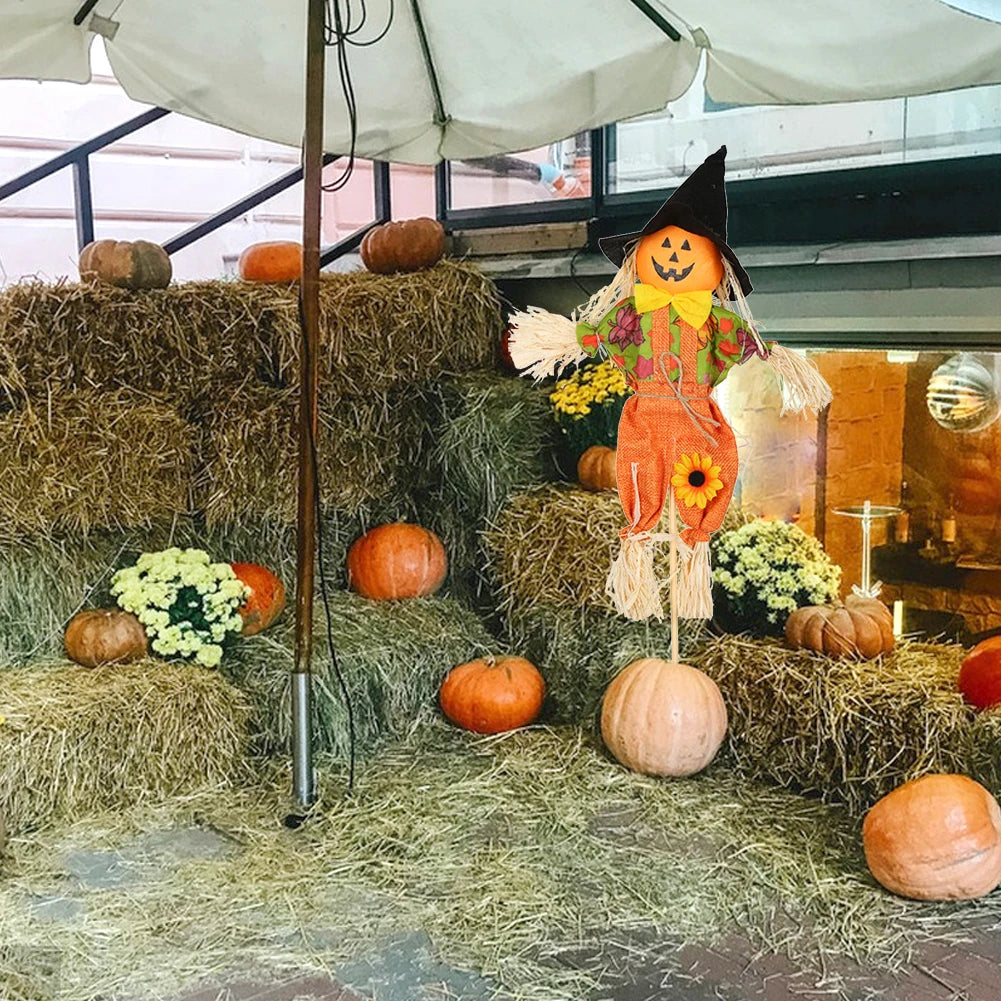 Small Fall Harvest Scarecrow Thanksgiving Scarecrow Rustic Outdoor Scarecrow Halloween Decor for Garden Yard Lawn Porch Sign