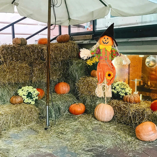 Small Fall Harvest Scarecrow Thanksgiving Scarecrow Rustic Outdoor Scarecrow Halloween Decor for Garden Yard Lawn Porch Sign