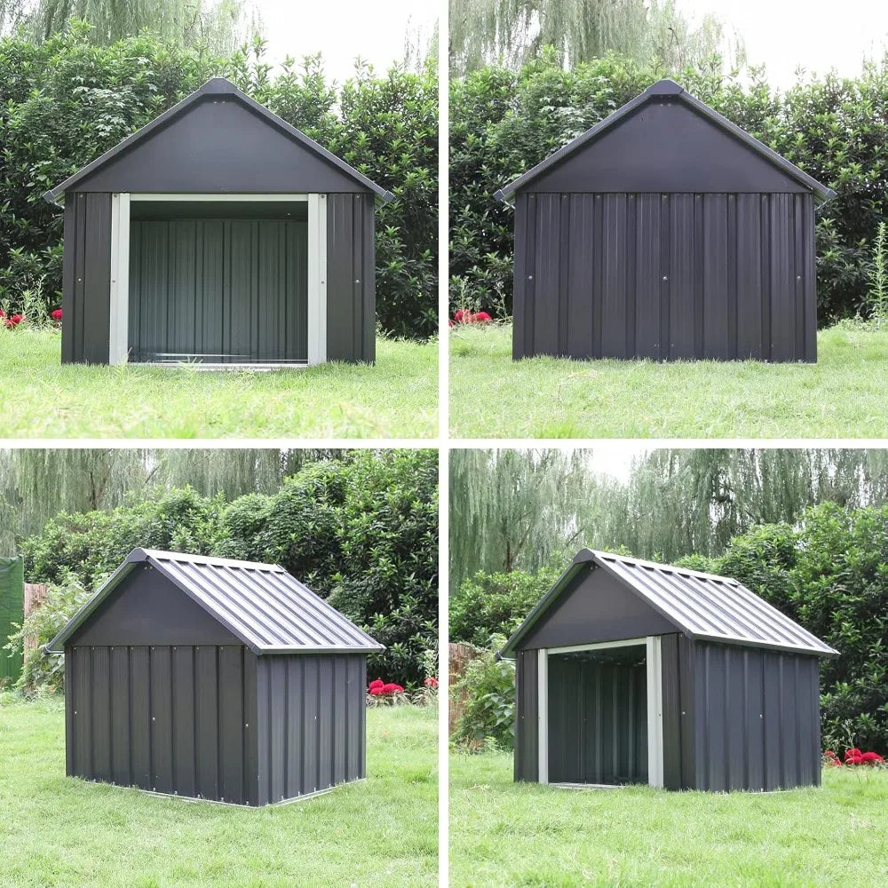 34 X 38 X 35 Inch Metal Dog House, Indoor Outdoor Doghouse for Medium Large Dogs, Weatherproof Puppy Shelter, Sturdy and Long-La