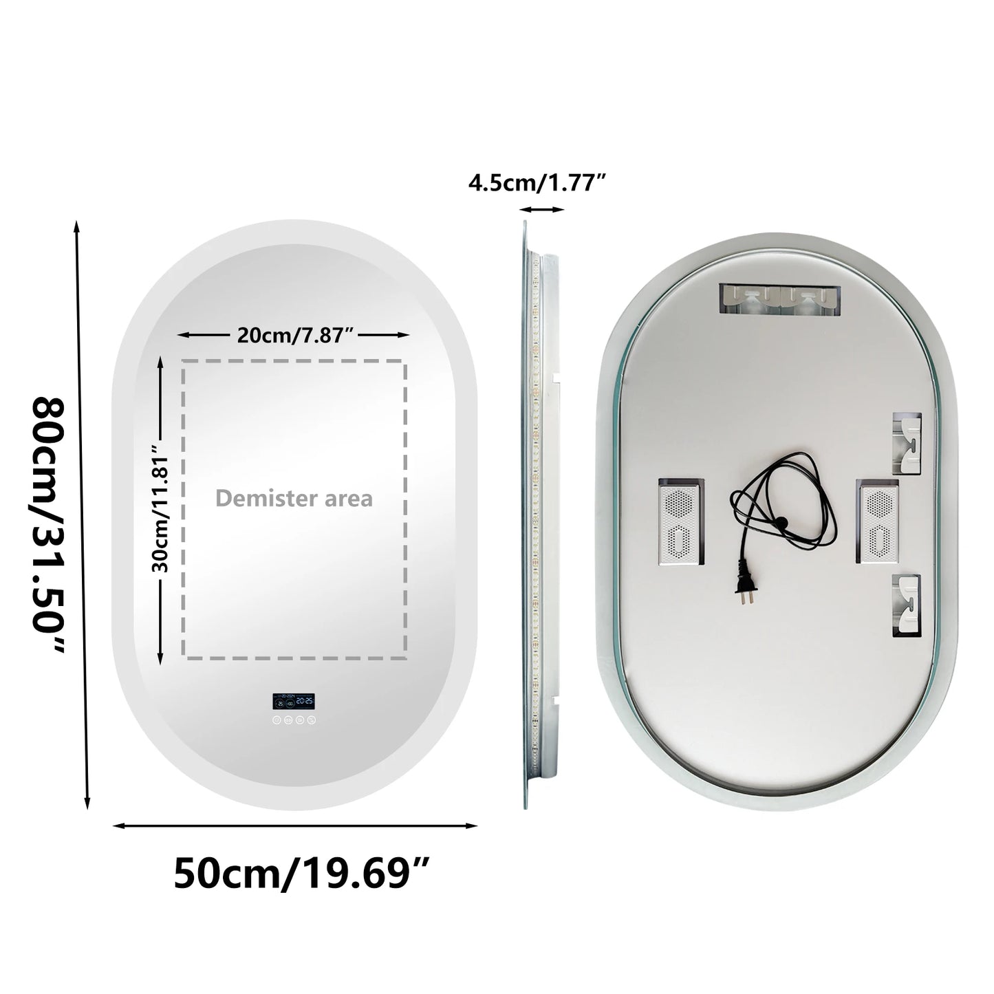 LUVODI Lighted Bluetooth Bathroom Mirror Led Backlit Illuminate Vanity Mirror with Time Date Display Anti-fog