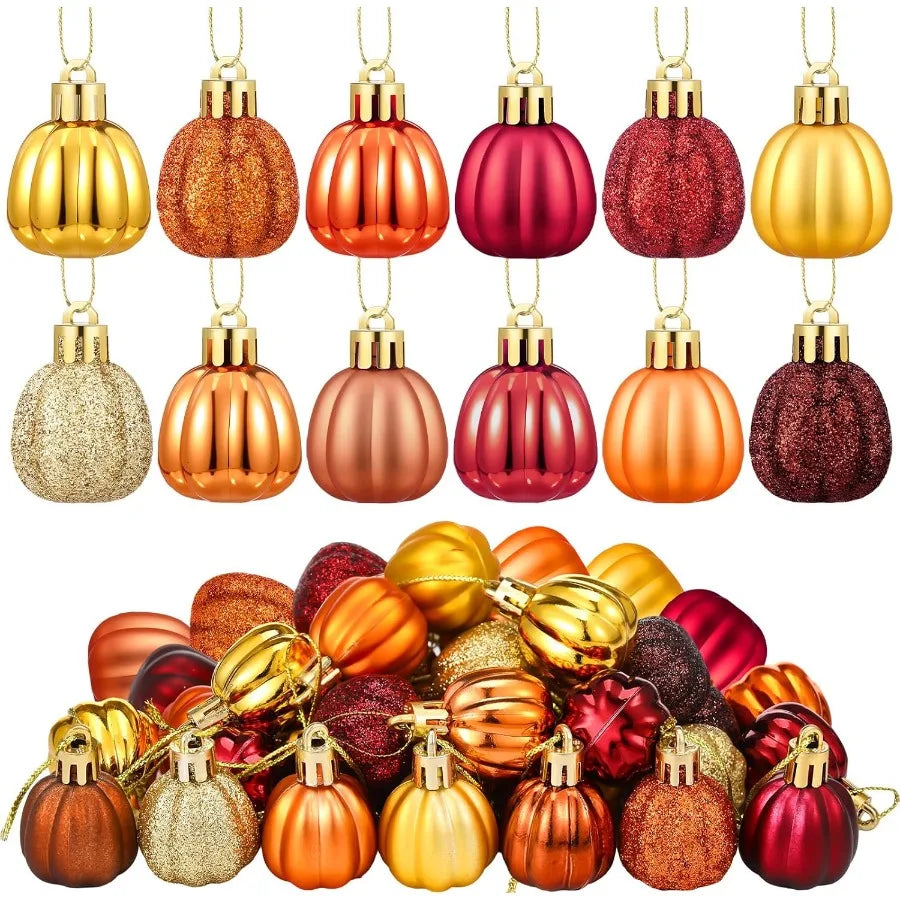 36 Pcs Fall Pumpkin Hanging Ornament Thanksgiving Tree Decorations Mini Pumpkin Ball Decorations Farmhouse Fall Orna